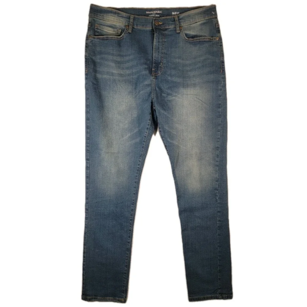 Banana Republic Travel Jeans Mens 36x32 Blue Slim Fit Denim Stretch‎